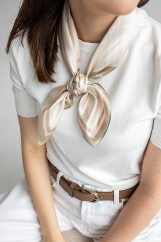 Apaszka jedwabna - Beżowa - Diana