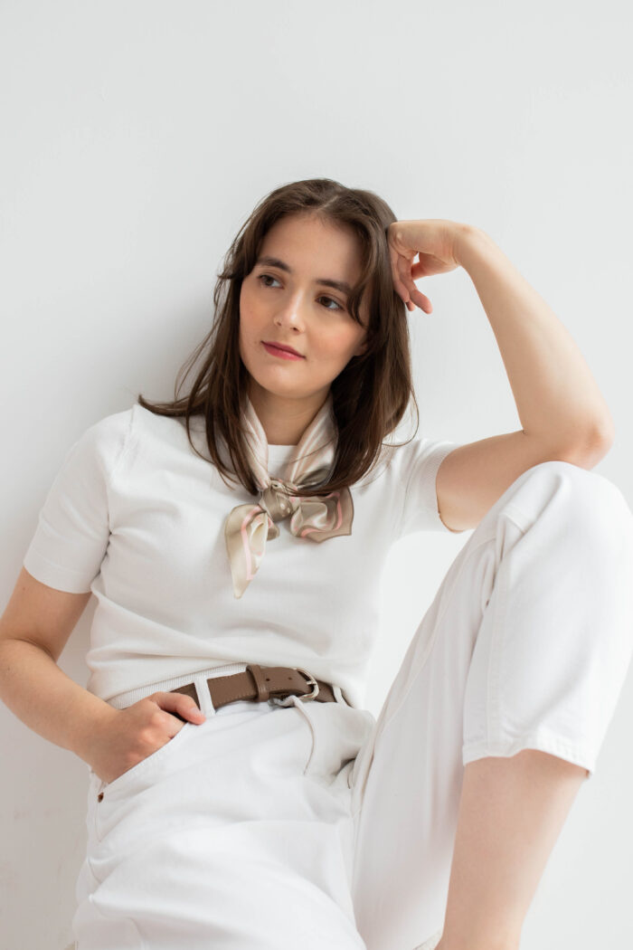 Apaszka jedwabna - Beżowa - Diana