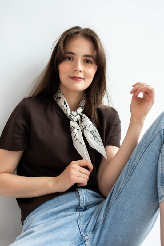 Apaszka jedwabna - Beżowa - Gaja