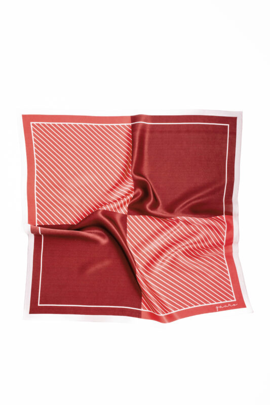 Apaszka jedwabna - Bordowa - Pola - Cała