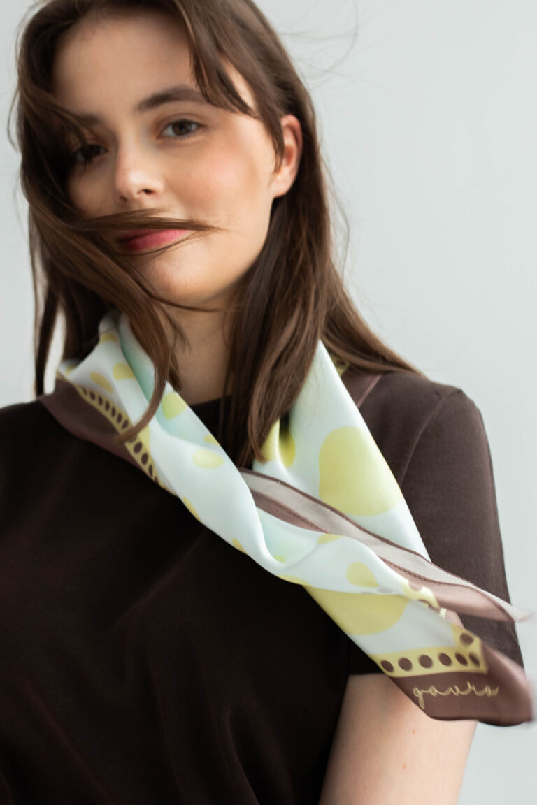 Apaszka jedwabna - Brązowa - Elena