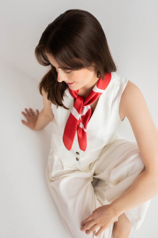 Apaszka jedwabna - Czerwona - Leo