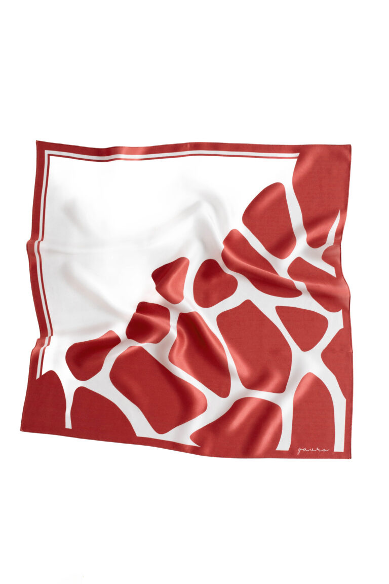 Apaszka jedwabna - Czerwona - Leo - Cała