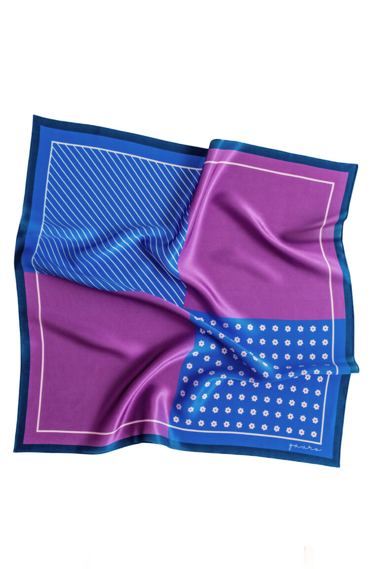 Apaszka jedwabna - Niebieska - Mila - Cała